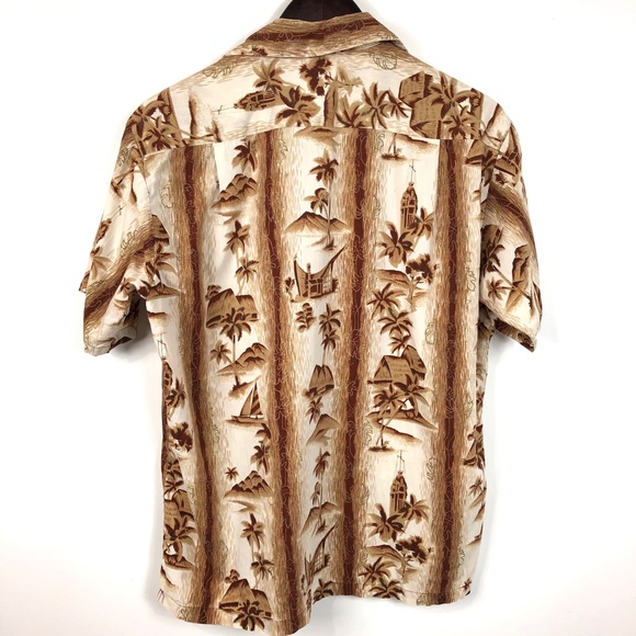 Vintage Hawaiian Shirt Size M Brown/Beige - Picture 3 of 5